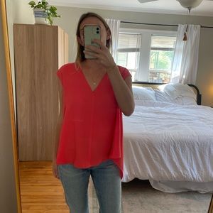 Coral silky blouse